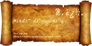 Mikó Ézsaiás névjegykártya